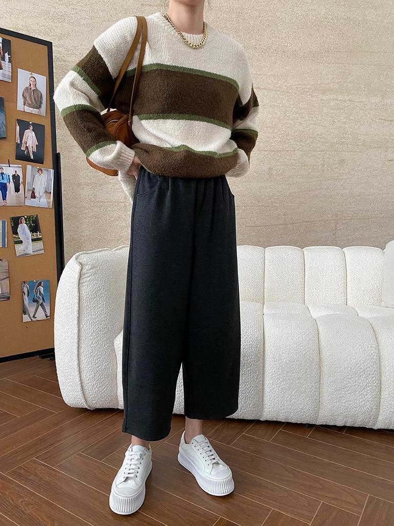 Sinan Retro Striped Loose Knit Sweater SN6772
