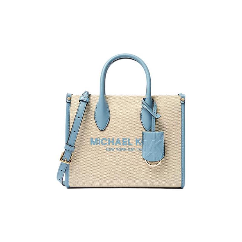 MICHAEL KORS Mirella classic solid color commuter fashion large capacity canvas handbag regular women s blue синий