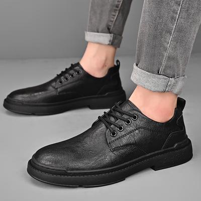 FashionMen's Leather Shoes Lace Up Black Soft Leather Soft Bottom Spring Autumn Best Man Business Formal Wear Casual Oxfords Shoes