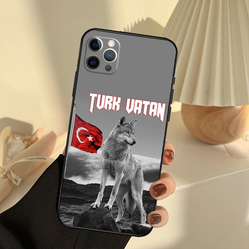 Turk Wolf Turkey Flag Case For iPhone 11 12 13 14 15 16 Pro Max Cover For iPhone 13 12 Mini XR X XS Max Plus