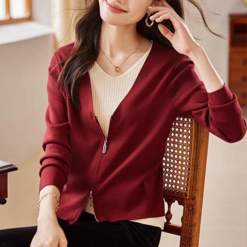 

DAFIFY Женская мода повседневная осень-зима однотонный принт длинный рукав V-образный вырез свитера One Size