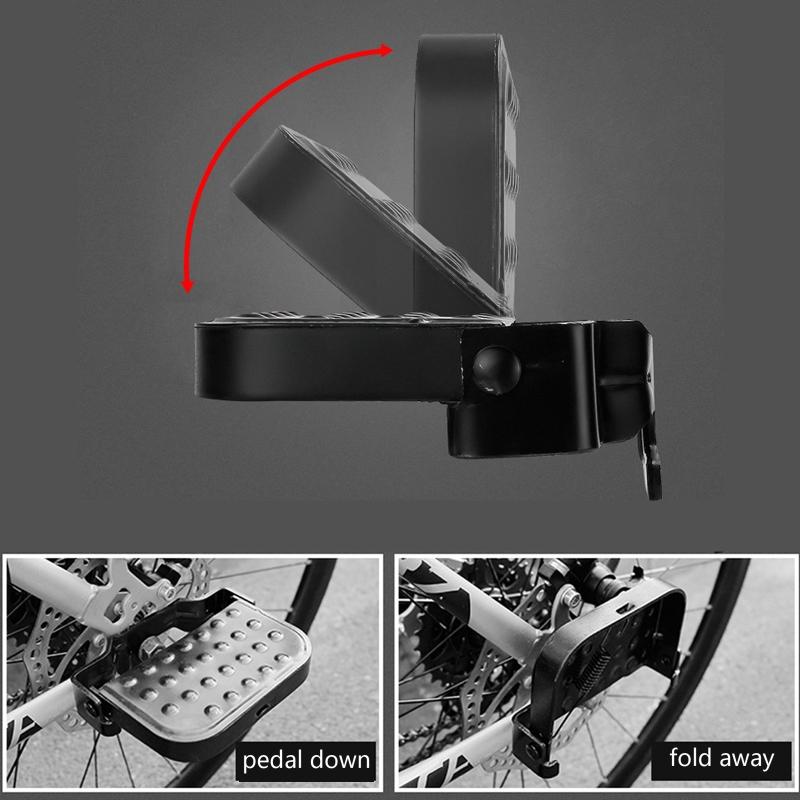 2Pcs Bike Rear Pedals, Steel Folding Bike Pegs, Non-slip Bicycle Footrests, Foot Plates Pedals for Folding Mountain Bike