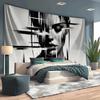 Abstract Monochrome Portrait Tapestry Wall Hanging Large Modern Art Decor Black and White Minimalist Canvas Fabric Home Room