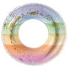 ZOUZJUN Inflatable Ring 90CM # Handleless Cute Rainbow Inflatable Ring for Adults Large Translucent Colored Float Glitter Swimming Sea Pool Beach