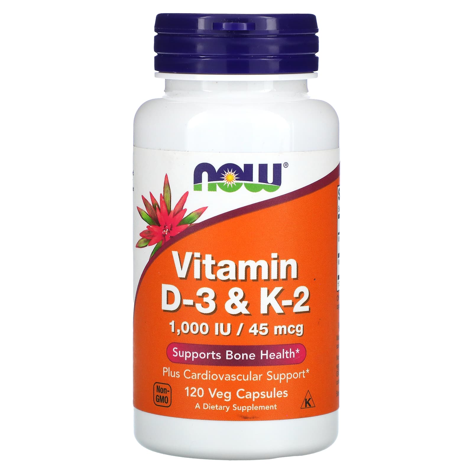 

NOW Foods, Вітамін D-3 і K-2, 120 овочевих капсул
