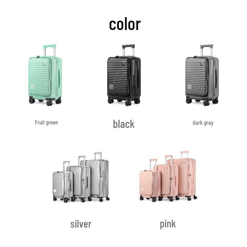 20-inch Front-Opening Trolley Suitcase with Universal Wheels and Password Lock