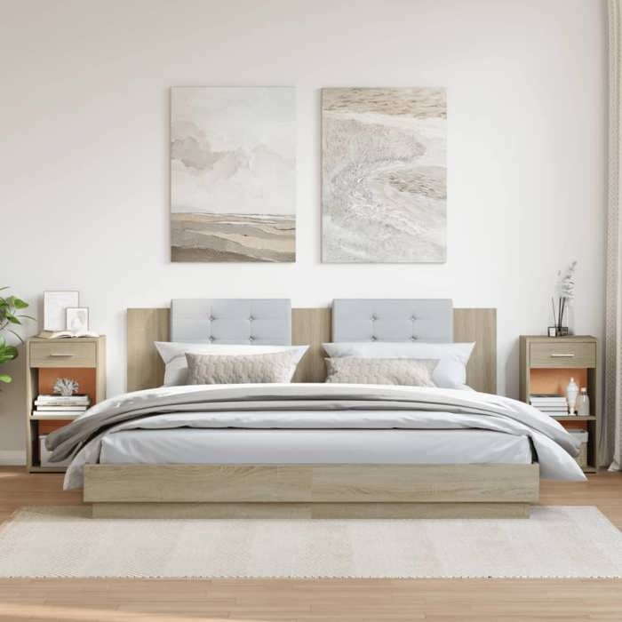 VidaXL Bedside Tables 2 Pcs Sonoma Oak 35x34x65 Cm Engineered Wood, Bedside Table, Bedroom Furniture, Nightstand, 840581