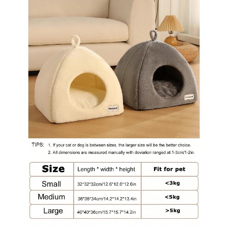 New Triangle Closed Cat Bed Warm Thickened Pet Nest Deep Sleep Cave House For Cats & Small Dogs Bed Cat Tents