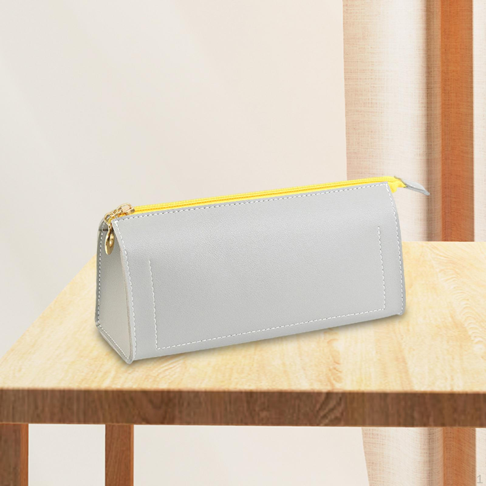 Pencil Case with Zipper Office Stuff Large Capacity Multiple Purposes Portable Cosmetic Pouch for  Gray