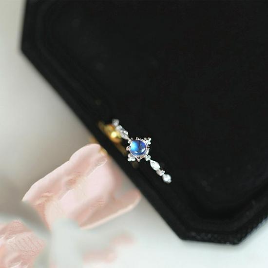 Rising Sun Moonstone Adjustable Ring - Women s Luxury Japanese Design Adjustable Open