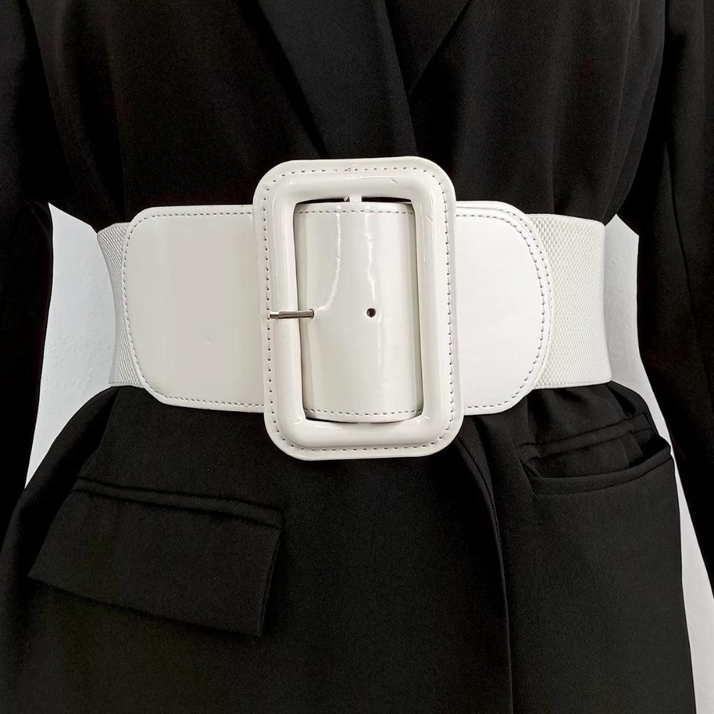 Wide Side Corset Belt Elastic Dress Waistband Fashion Stretch Cummerbunds  For Women