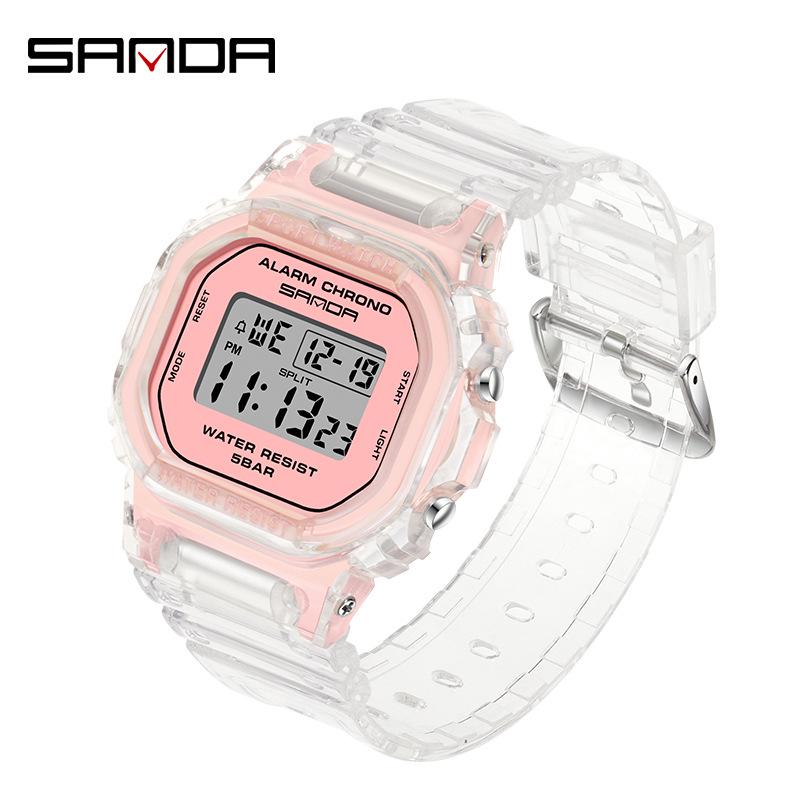 Sanda Transparent Strap Multifunctional Luminous Waterproof Sports Watch