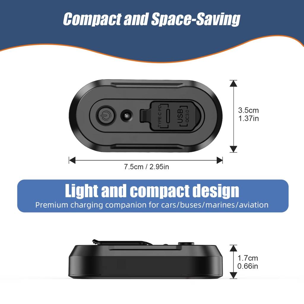 3-Ports USB Charger Socket Dual 18W QC3.0 36W PD3.0 12/24V Car Bus Boats Vehicle Universal Waterproof Charger Power Adapter