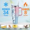 40 Oz Tumbler with Handle and Straw Lid, 100% Leak-proof Travel Coffee Mug, Stainless Steel Insulated Cup For Beverages, Keeps Cold for 34Hrs or Hot