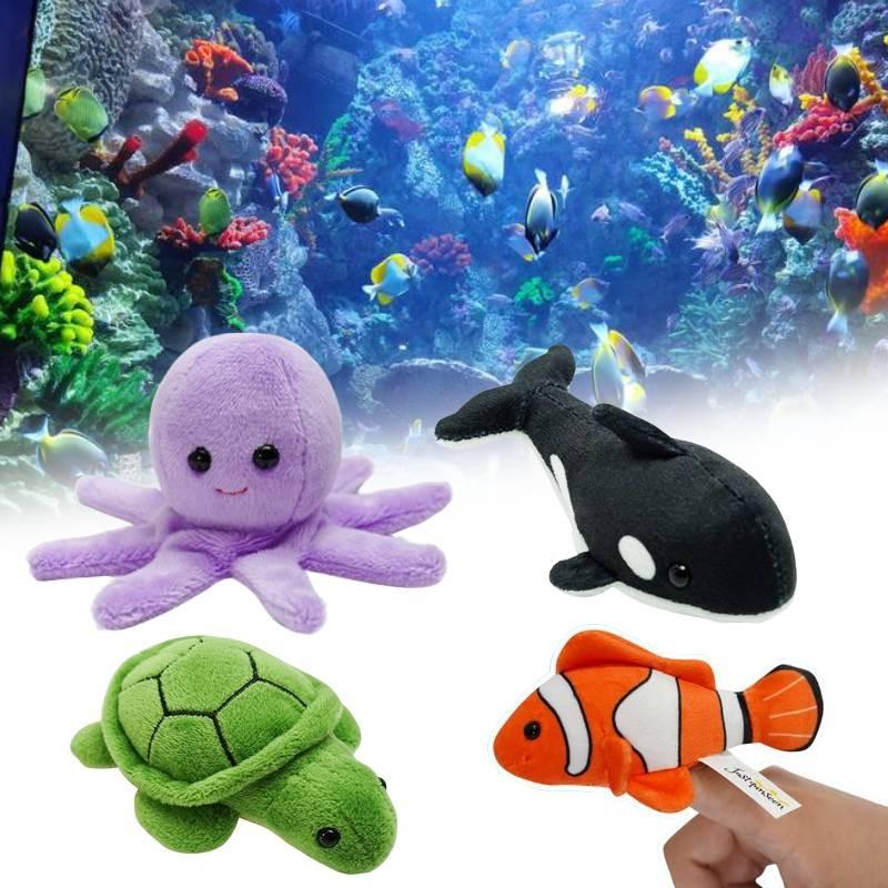 Marine Animal Finger Plush Toy Cartoon Stuffed Doll Room Decoration Gift Kids