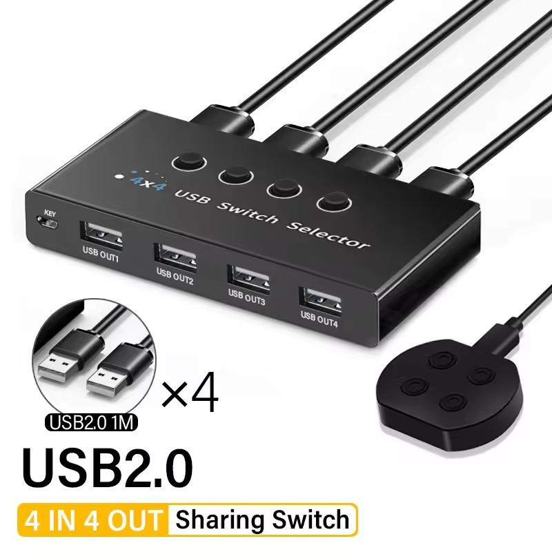 KVM-переключатель 4 в 4 выхода USB3.0, общий контроллер, USB2.0 адаптер-разветвитель для принтера, переключатель для ПК, ноутбука, клавиатуры, мыши, монитора