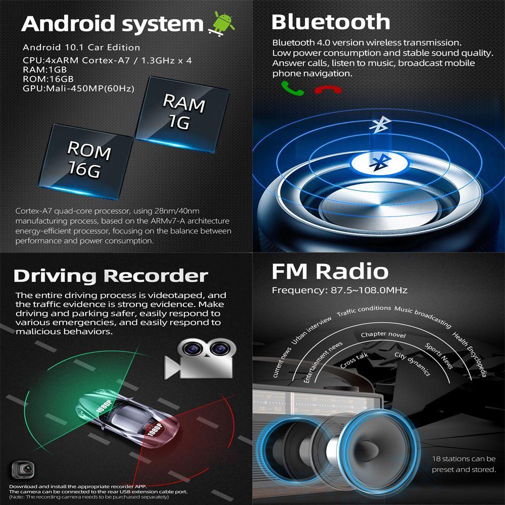 2 Din 10.1" Carplay Android Car Radio Video Mirror Link Multi-language Bluetooth FM 3USB D110 WiFi GPS