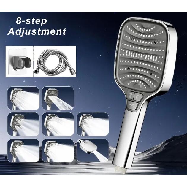 Adjustable Shower Head 8 Mode Rainfall Shower Large Flow Showerhead High Pressure Water Saving Shower Mixer Bathroom Accessories