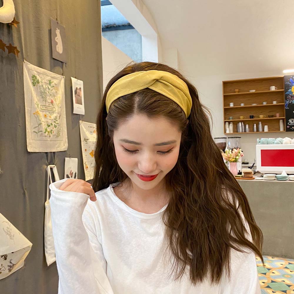 

Temperament Sweet Women Girls Solid Color Korean Cross Hair Accessories Suede Headband Hair Hoop