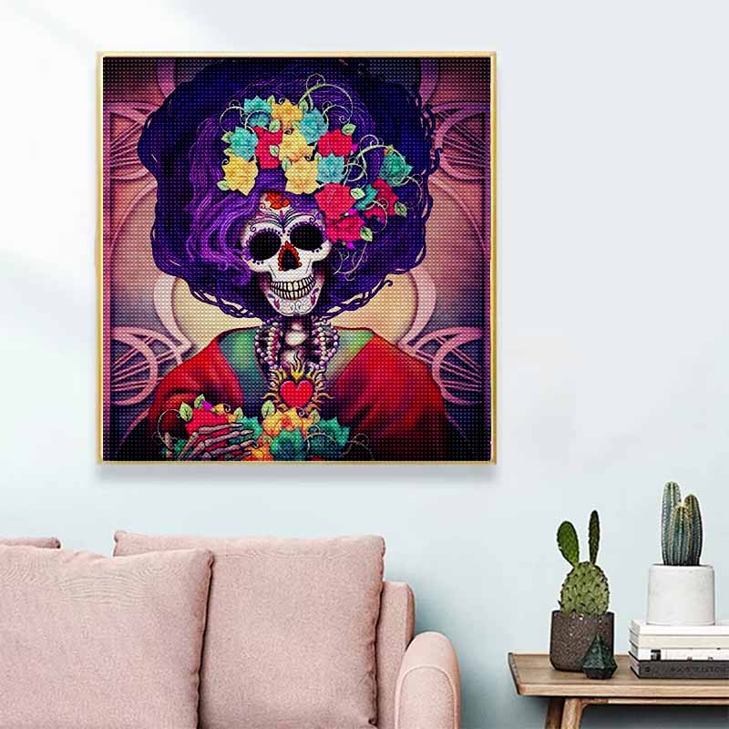 New Arrival 5D DIY Full Circle Diamond Painting "Skeleton Woman" Embroidery Cross Stitch Home Decor Gift