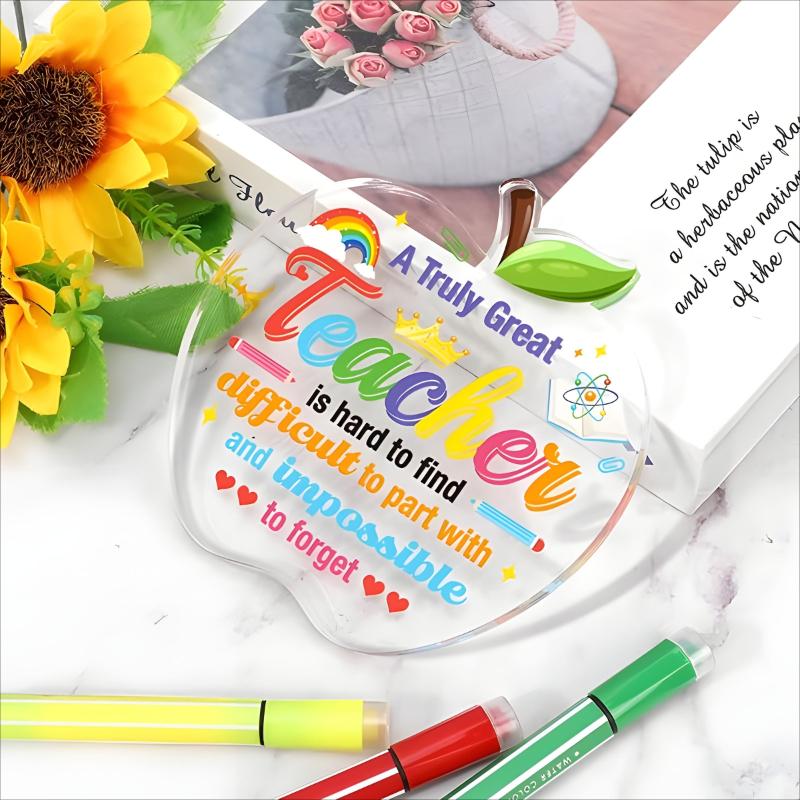 1 ks Dárková památka pro učitele s taštičkou, Těžko sehnatelná Znamení s akrylovou plaketou pro skvělého učitele Památka, Stolní znamení jako dárek pro učitele