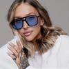 Stylish Blue Lenses Women'S Fashion Glasses - Black Frame Polycarbonate Lenses Perfect for Fashion-Forward Looks