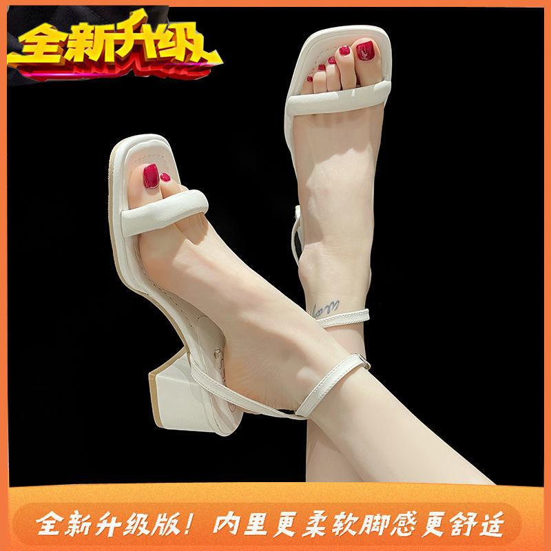 Sandals women's summer new open-toed high heels European and American style cross-strap thick heel strap fashion Roman shoes
