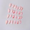 New Year French Almond Red Heart Pearl Bow False Nails