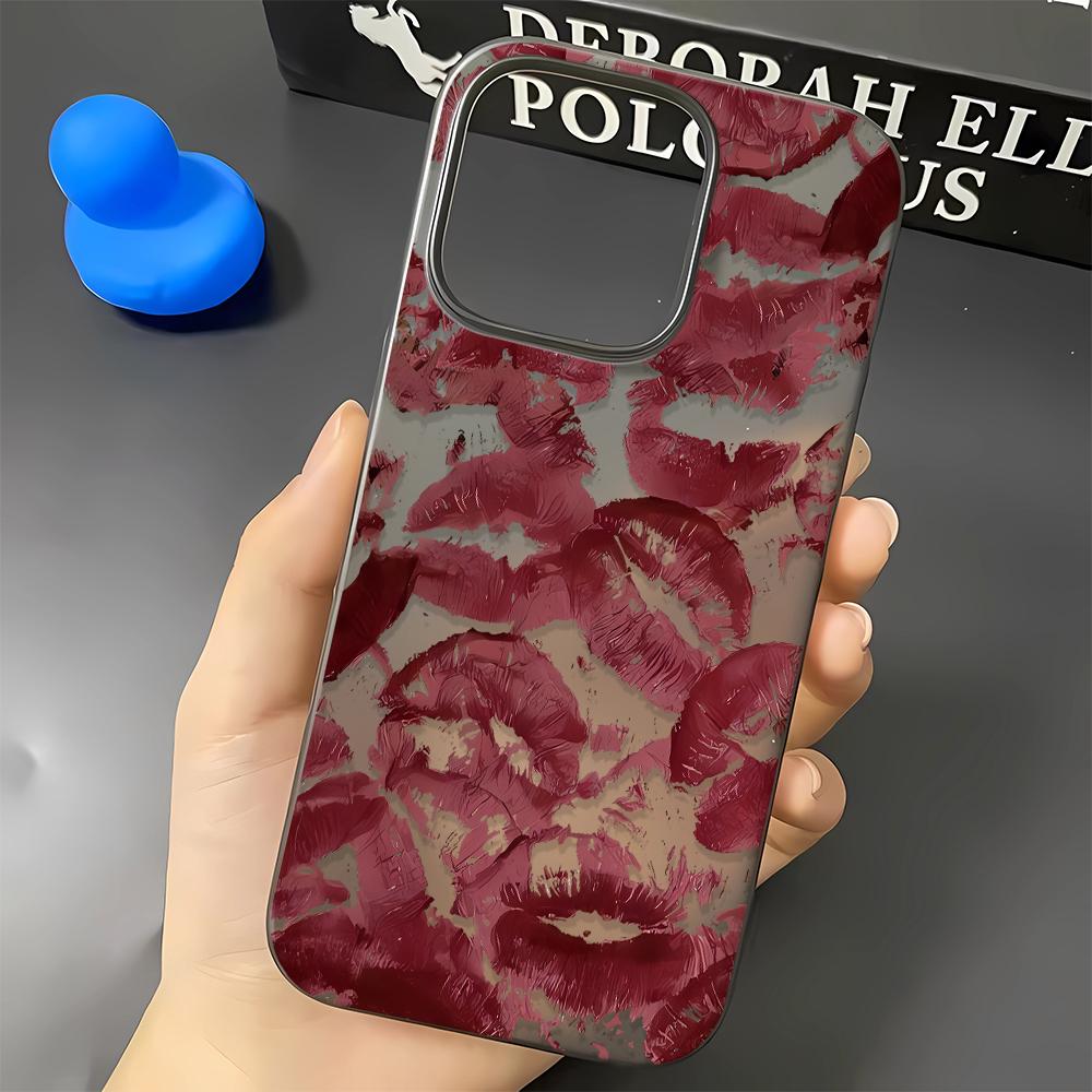Ultra Slim Phone Case For Iphone 14 16 17 Air 15Plus 12 13 11 Pro Max Protective Thin Shell Sexy Red Lips Durable Flexible Cover