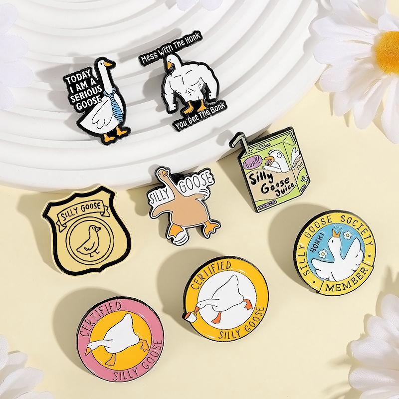 5-7PCS/SET Enamel Pins Custom Silly Goose Club Brooches Lapel Badges Clothes Animal Jewelry Gift for Friends