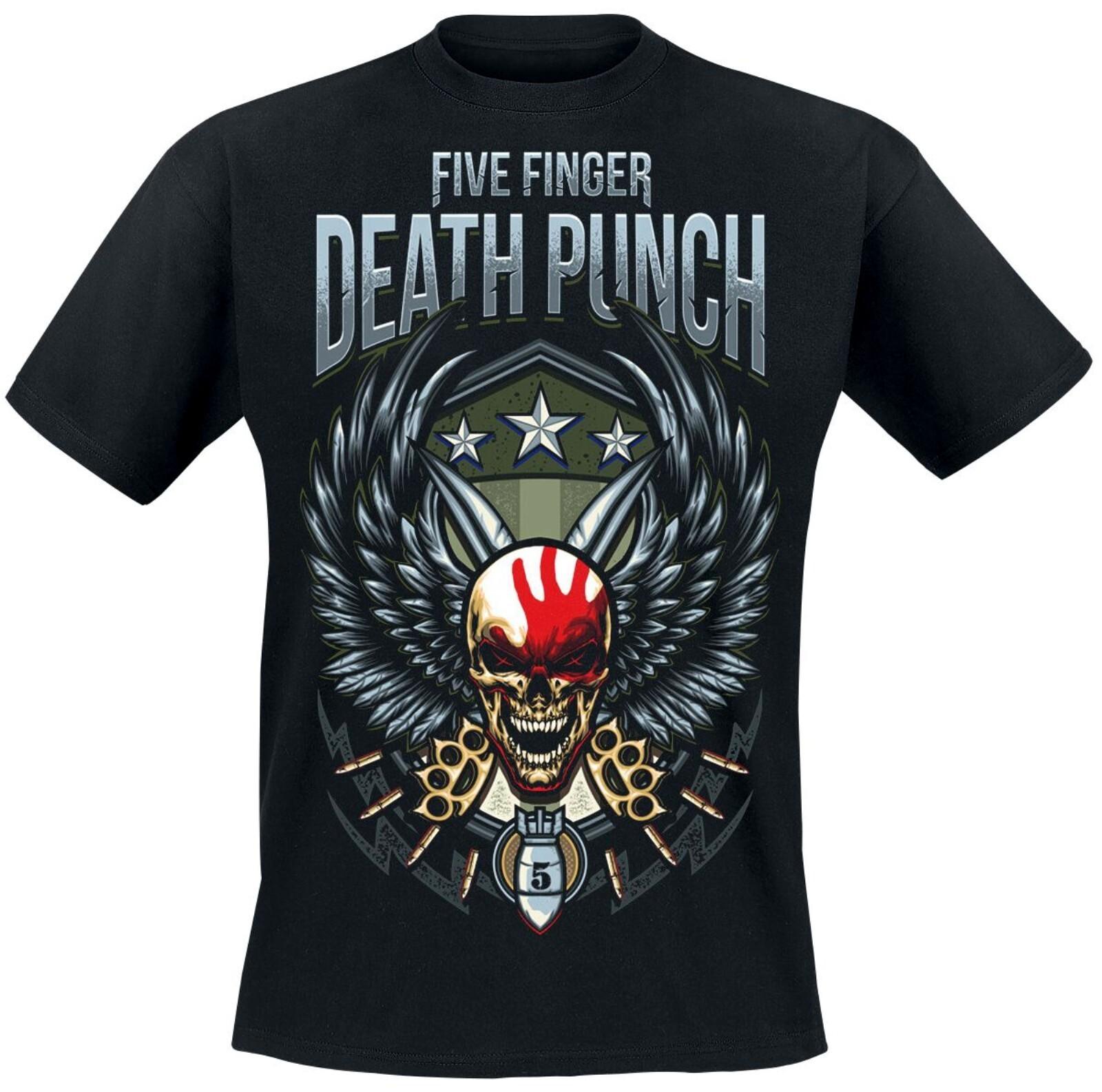 FIVE FINGER DEATH PUNCH cd lgo SKULL WING SHIELD Official SHIRT LRG new XXXL