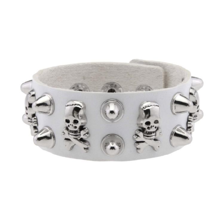 Unisex Punk Jewelry Pieces Featuring Wide Leather Band and Rebellious Skull Embellishments for Daily Wear