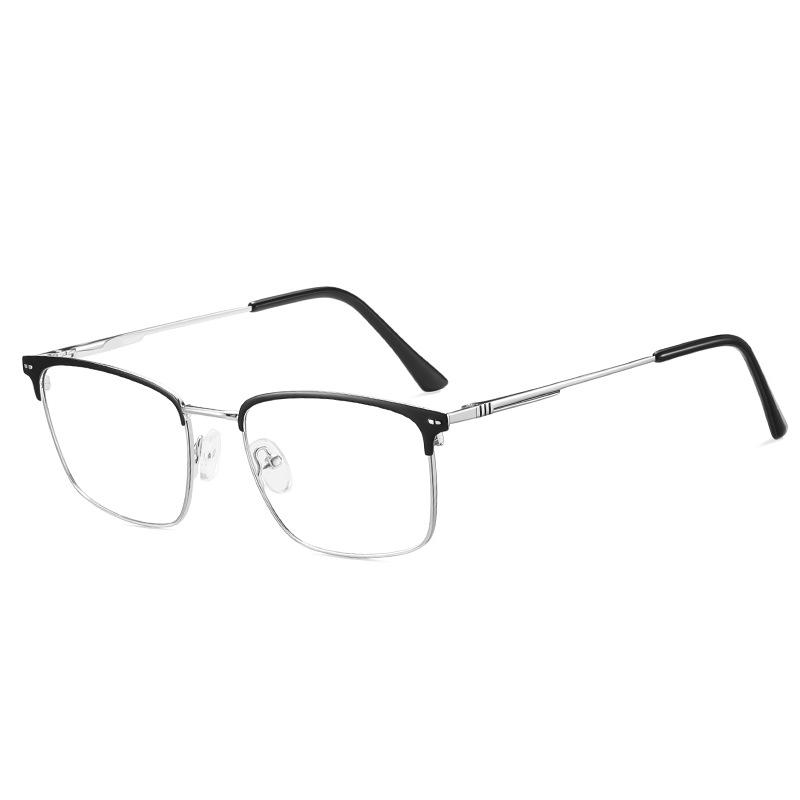 New TR90 Metal Half Frame Anti Blue Light Reading Glasses Fashion Square Semi Rimless Eyewear for Men Computer Goggles