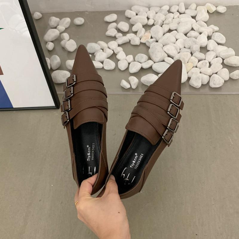 Fashion SUOJIALUN 2025 Autumn Ladies Women Flat Shoes Fashion Brand Buckle Women Elegant Laofer Shoes Flat Heel Slip On Dress Ballerinas