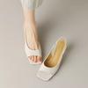 Square Heel Sandals Open-toed Simple Back Empty Temperament Roman Thin French High Heels Women's Summer Spring 2025 New Models