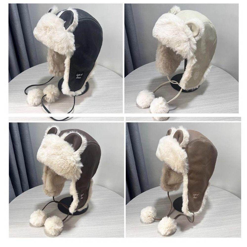Windproof Trapper Hat Bear Ear Cycling Lei Feng Hat Fashion Winter Pilot Hat  Outdoor