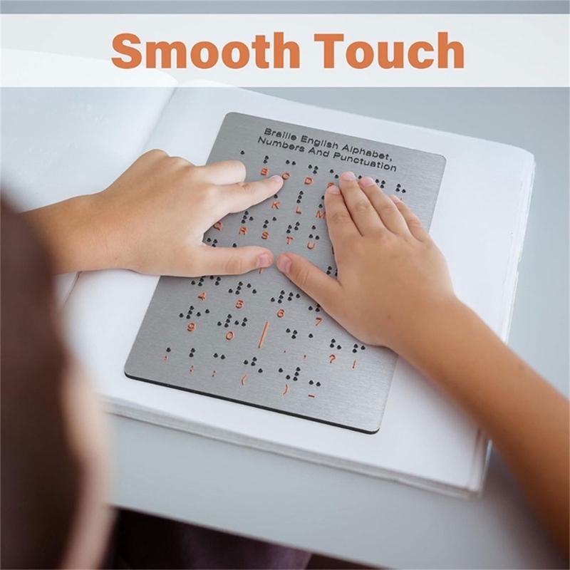 Braille Letter Board with Raised Dots for Blind Kid Adult 12x18.4cm Number & Punctuation Learning Letter Fingerboard