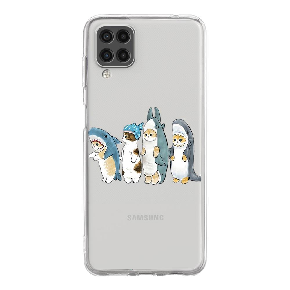 Cute Cat Cartoon Phone Case For Samsung Galaxy A51 A71 A21S A12 A11 A31 A41 A01 A03S A13 A33 A73 A53 A52 A32 5G A23 Clear Cover