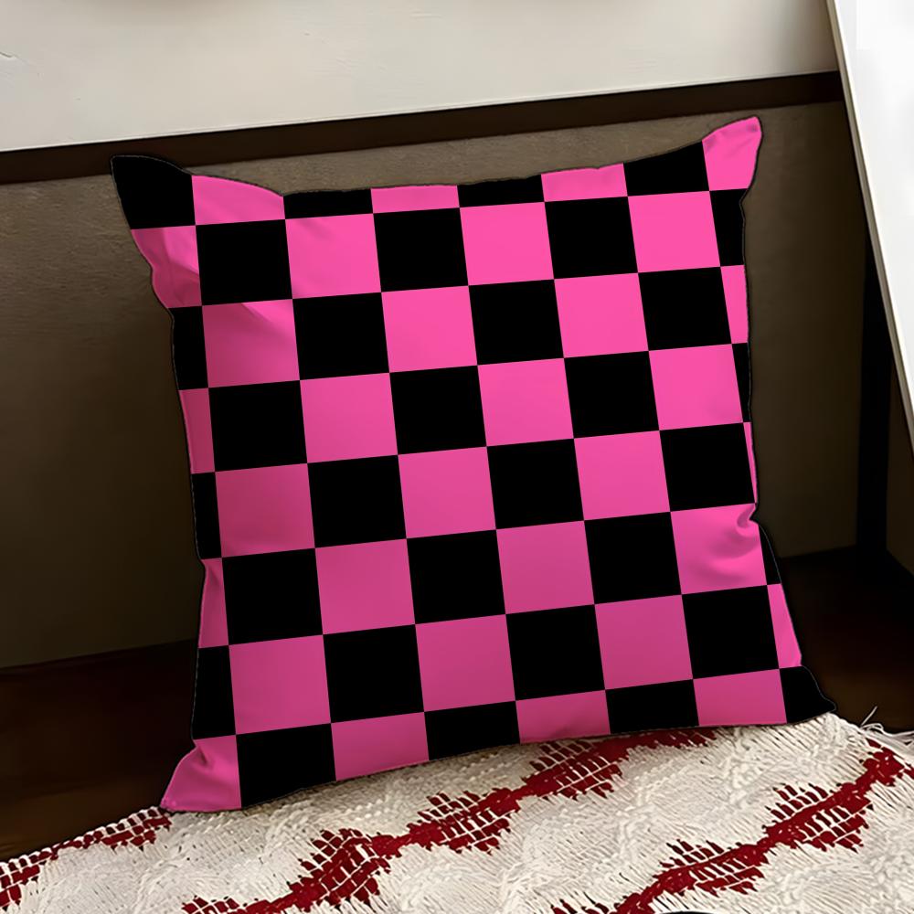 Black White Checkerboard Cushion Cover Reversible Soft Durable Pillow Cover Home  Car MultiScene Use for Daily Comfort