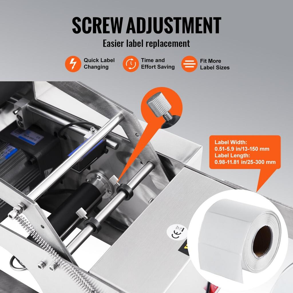 MT-50 Semi-automatic Round Bottle Labeling Machine, Adjustable Bottle Labeler 50pcs/min Label Applicator for Bottles 12-90mm