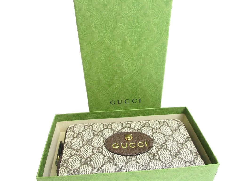 Authentic GUCCI Neo Vintage GG Supreme Canvas Yellow Leather Round Zip Long Wallet #a593  Refurbished