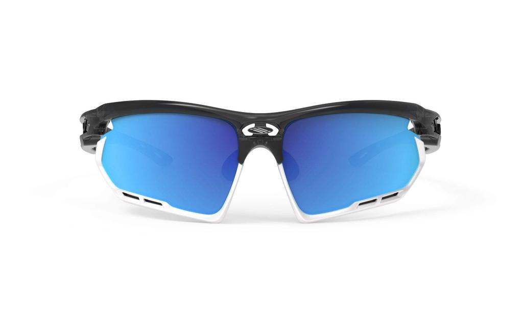RUDYPROJECT FOTONYK Sports Sunglasses for Photonic Crystal Graphite Blue White Baseball, Frame, Multi-Laser Lens, Bumper, SP453995-0001