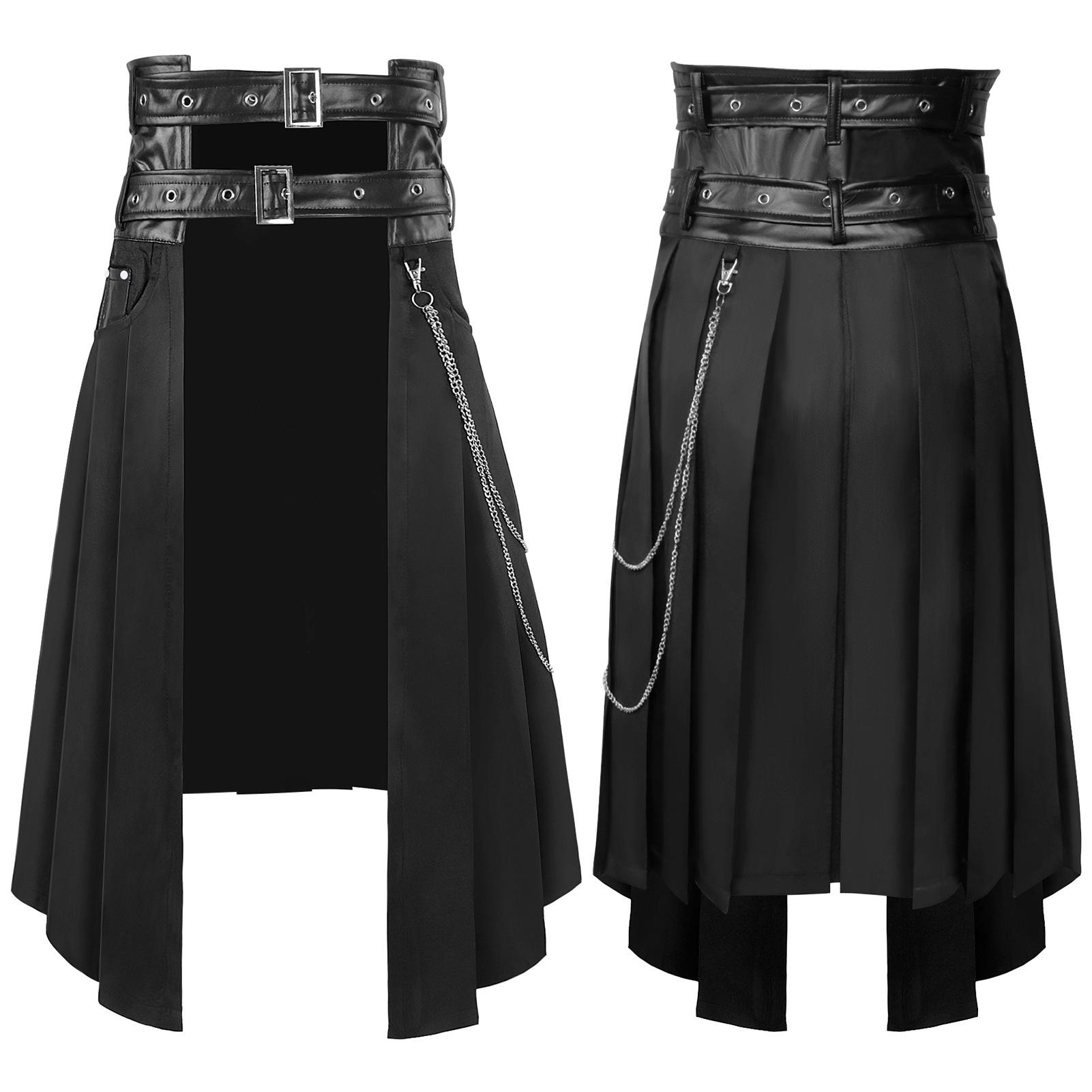 Mantian Yu 2024 Gothic Dark Rock Bone Ash Series Men s Half Skirt XS