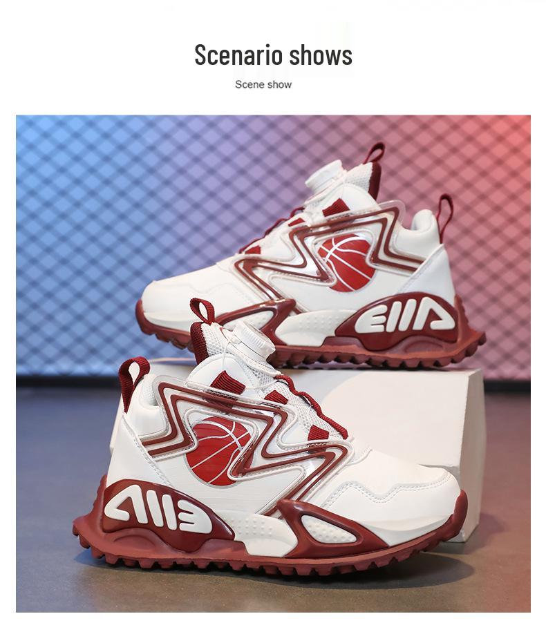 Boys' Trendy Rotating Buckle Basketball and Running Shoes - Autumn/Winter Collection