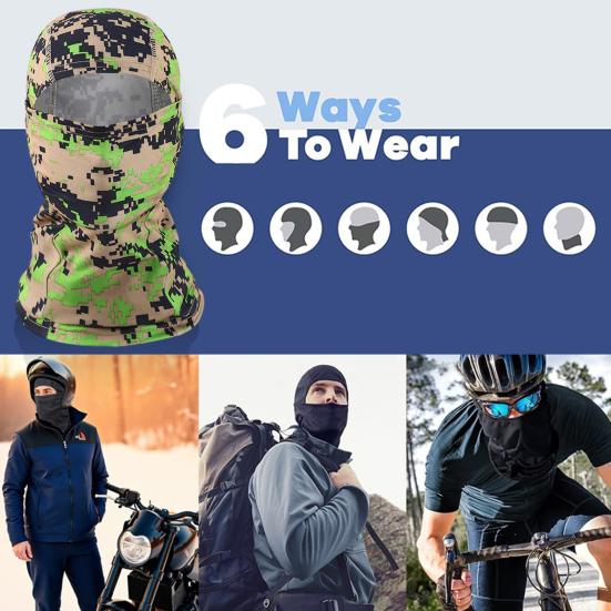 Camouflage Cycling Face Guard Neck Gaiter UV Protection Breathable Outdoor Motorcycle Helmet Liner Bandana Balaclava Neck Scarf Face Shield