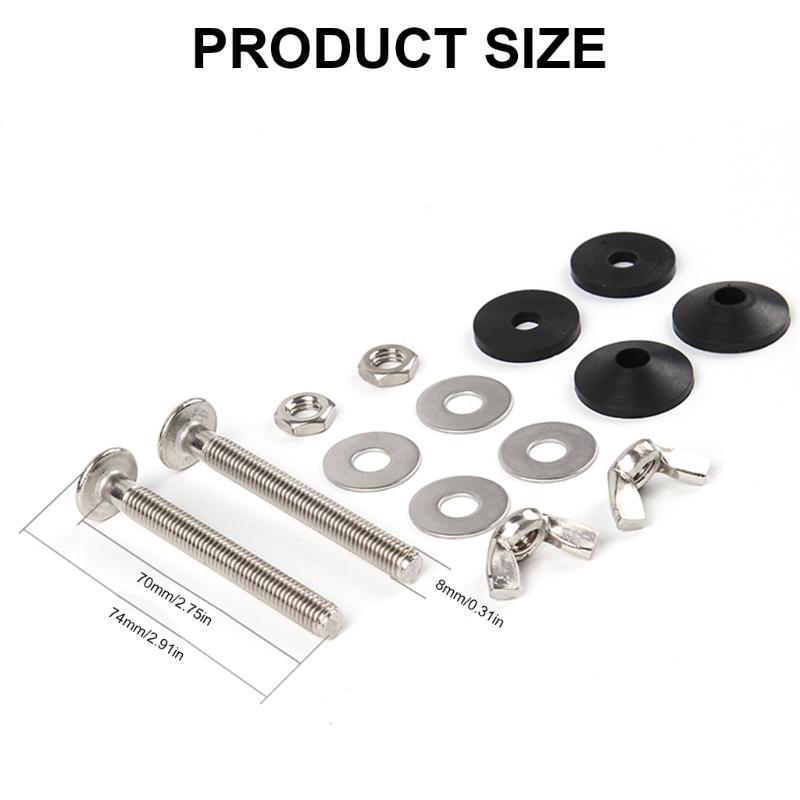 General Use Toilet tanks Repair set with Extended Steel Nuts & Rubber Washers Toilet tanks Mounting for Secure Sealing