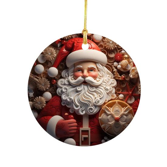 Christmas Pendant Santa Claus Elk Snowman Charm 2D Christmas Hanging Ornament with Lanyard Design Elk Window Decor
