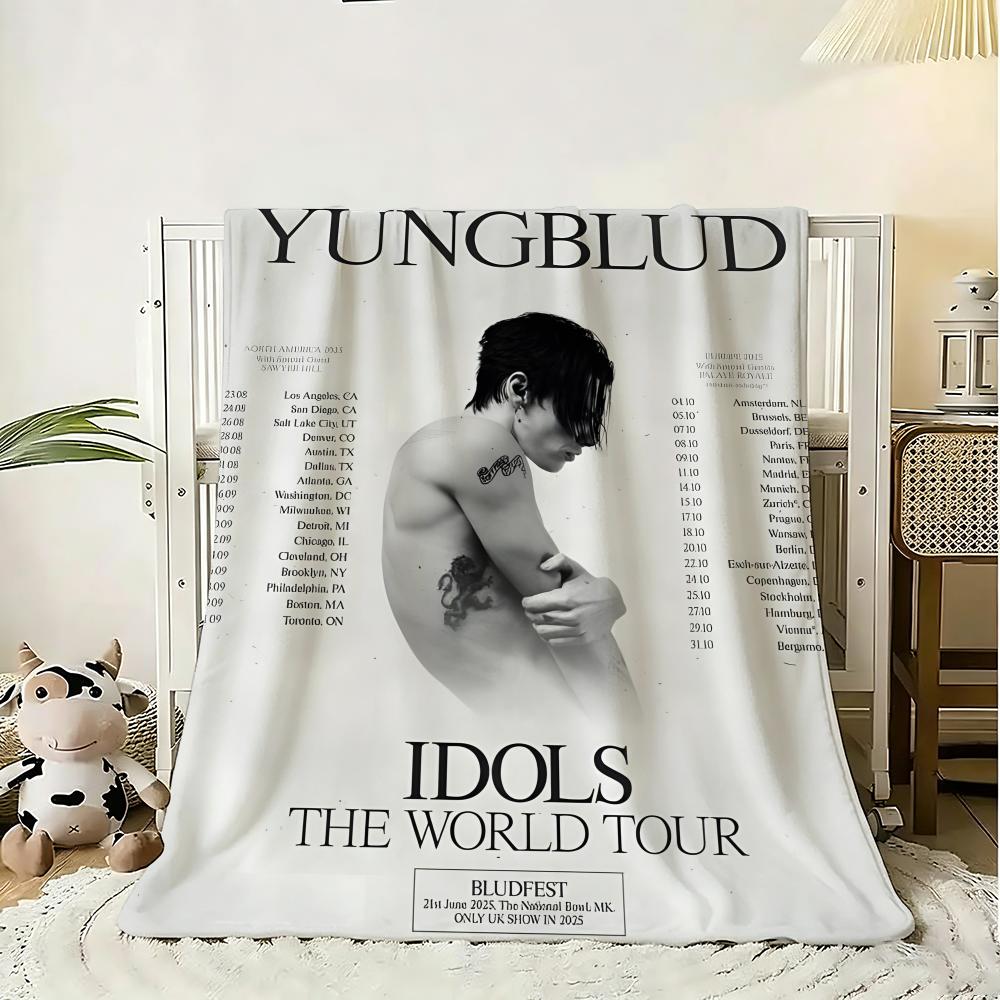 Singer Y-Yungblud Throw Soft Flannel Throw Blanket, Lightweight Breathable Summer Nap Blanket For Sofa Home Travel Cozy Decor