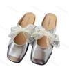 Flache Schnürschuhe Damen Hausschuhe Lässige Pantoletten Schuhe Eckige Zehen Sandalen 2025 Sommer Kleid Slingback Schuhe Zehentrenner Pantuflas Mujer