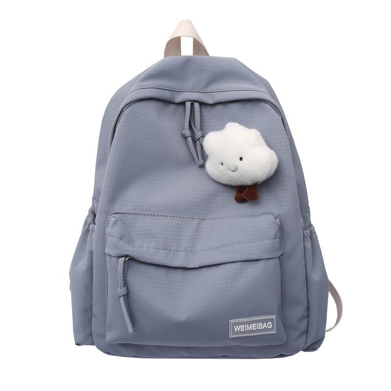 Schoolgirl schoolbag 2025 new fashion backpack small fresh and cute white clouds pendant simple backpack